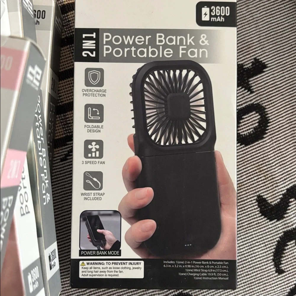 2-in-1 Power Bank & Portable Fan - Teal - Picture 4 of 4